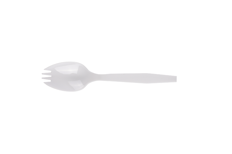 الأبيض البلاستيك القابل للتصرف مقبض طويل Spork