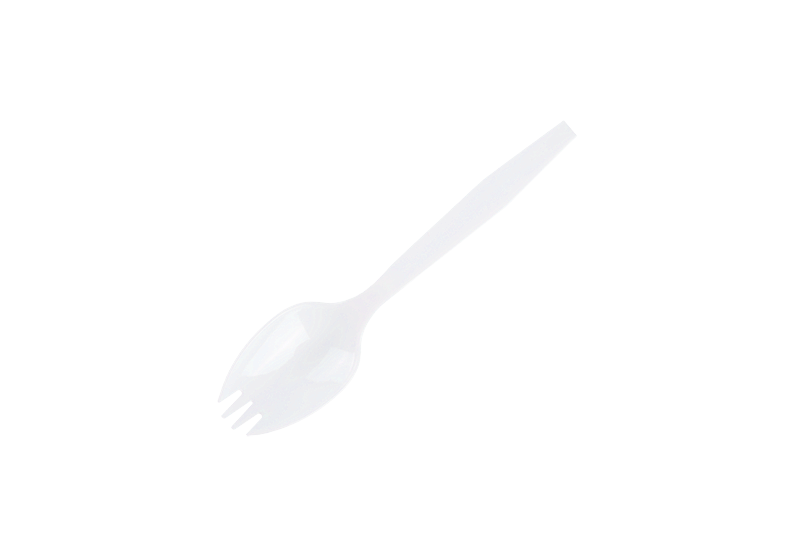 الأبيض البلاستيك القابل للتصرف مقبض طويل Spork